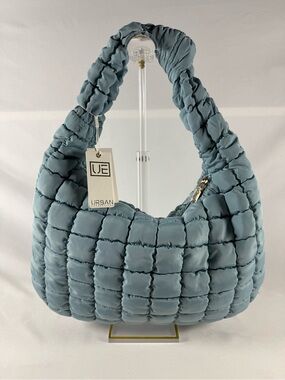 Urban Expressions Quilted Padded Shoulder Bag in Dusty Blue